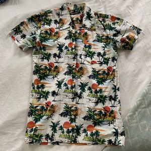Men’s dinosaur Hawaiian print button down